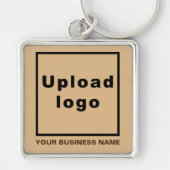 Bedrijfsnaam en Logo, Light Brown Square Premium Sleutelhanger (Voorkant)