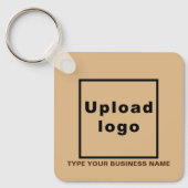 Bedrijfsnaam en Logo Light Brown Square Sleutelhan Sleutelhanger (Voorkant)
