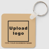 Bedrijfsnaam en Logo Light Brown Square Sleutelhan Sleutelhanger (Achterkant)