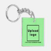 Bedrijfsnaam en Logo Light Green Square Acrylaal Sleutelhanger (Voorkant Links)