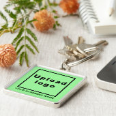 Bedrijfsnaam en Logo, Light Green Square Premium Sleutelhanger (Zijkant)