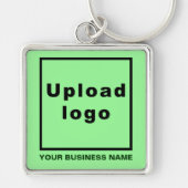 Bedrijfsnaam en Logo, Light Green Square Premium Sleutelhanger (Voorkant)