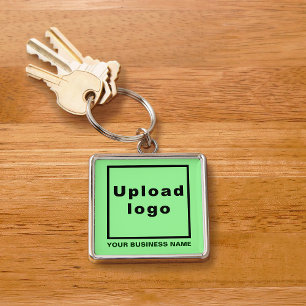 Bedrijfsnaam en Logo, Light Green Square Premium Sleutelhanger