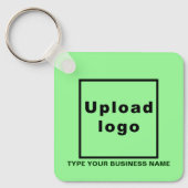 Bedrijfsnaam en Logo Light Green Square Sleutelhan Sleutelhanger (Voorkant)
