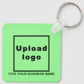 Bedrijfsnaam en Logo Light Green Square Sleutelhan Sleutelhanger (Achterkant)