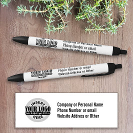 Bedrijfsnaam en Logo met 3 regels tekst Zwarte Inkt Pen