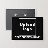 Bedrijfsnaam en Logo op Black Rectangle Button (Voorkant / Achterkant)