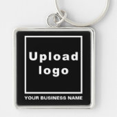 Bedrijfsnaam en Logo op Black Square Premium Sleutelhanger (Voorkant)