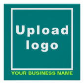 Bedrijfsnaam en Logo op Blauwgroen Groen Vierkant  Perfect Poster (Voorkant)