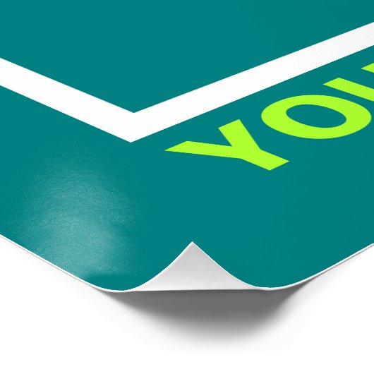 Bedrijfsnaam en Logo op Blauwgroen Groen Vierkant  Perfect Poster (Hoek)