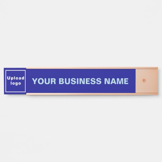 Bedrijfsnaam en Logo op Blue Long Hanging Deurbordje (Voorkant)