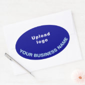 Bedrijfsnaam en Logo op Blue Oval Shape Sticker (Envelop)