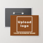 Bedrijfsnaam en Logo op Brown Rectangle Button (Voorkant / Achterkant)