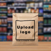 Bedrijfsnaam en Logo op bruin papier tas Bedankzakje