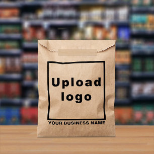 Bedrijfsnaam en Logo op bruin papier tas Bedankzakje