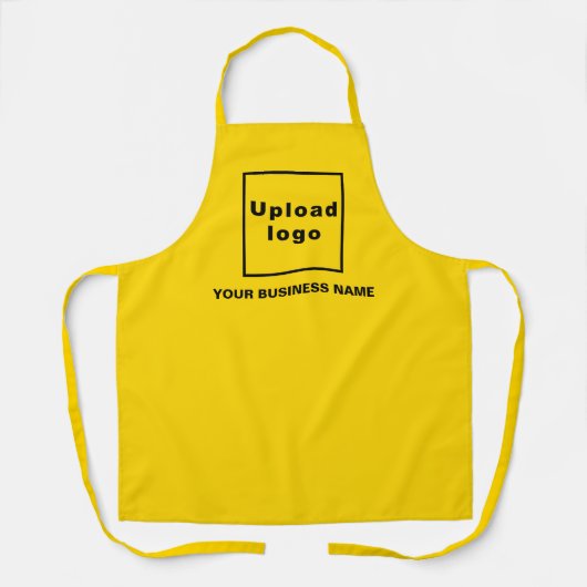 Bedrijfsnaam en Logo op geel polyester Schort (Voorkant)