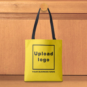 Bedrijfsnaam en logo op gele boodschappentas tote bag