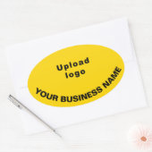 Bedrijfsnaam en Logo op gele ovale Sticker (Envelop)