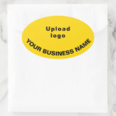 Bedrijfsnaam en Logo op gele ovale Sticker (Tas)