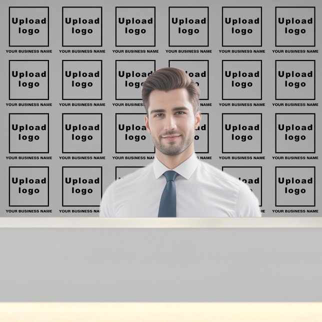 Bedrijfsnaam en Logo op grijs Behang (Business name and logo on gray wallpaper)