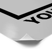 Bedrijfsnaam en logo op grijze glanzende vierhoek perfect poster (Hoek)