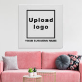 Bedrijfsnaam en Logo op Grijze Square Canvas Afdru (Insitu (Woonkamer))