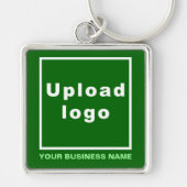 Bedrijfsnaam en Logo op groen vierkant Premium Sleutelhanger (Voorkant)
