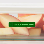 Bedrijfsnaam en Logo op groene lijm Labels (Aangebracht)