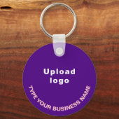 Bedrijfsnaam en Logo op het Paarse Ronde aluminium Sleutelhanger (Voorkant)