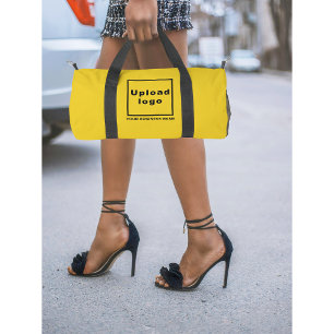 Bedrijfsnaam en Logo op kleine gele Duffelzak Plunjezak