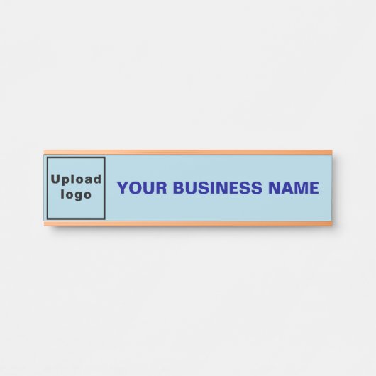 Bedrijfsnaam en Logo op Lichtblauw Hanging Deurbordje (Voorkant)