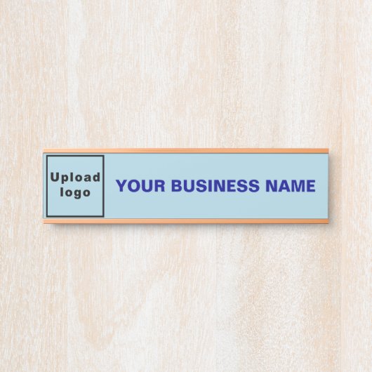 Bedrijfsnaam en Logo op Lichtblauw Hanging Deurbordje (Voorkant)