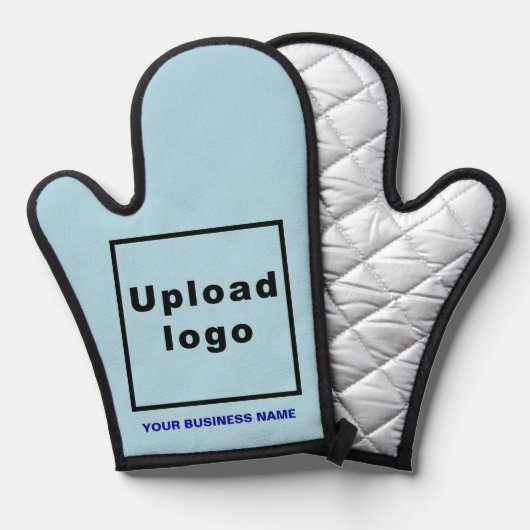 Bedrijfsnaam en Logo op Lichtblauw Ovenwanten Ovenwant (Voorkant / Achterkant)