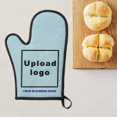 Bedrijfsnaam en Logo op Lichtblauw Ovenwanten Ovenwant