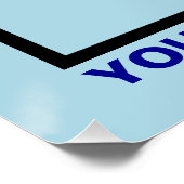 Bedrijfsnaam en logo op lichtblauwe glanzende vier perfect poster (Hoek)