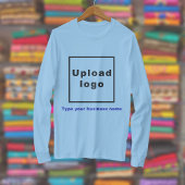 Bedrijfsnaam en Logo op Lichtblauwe Lange Mouw T-shirt