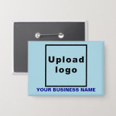 Bedrijfsnaam en Logo op Lichtblauwe Rechthoek Button (Voorkant / Achterkant)
