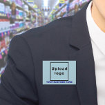 Bedrijfsnaam en Logo op Lichtblauwe Rechthoek Button<br><div class="desc">Lichtblauwe rechthoekige knop die u kunt aanpassen door uw bedrijfsnaam te typen en uw zakelijke logo te uploaden. Pas het aan en gebruik het als een uniform accessoire om uw bedrijf te adverteren of om uw merknaam te promoten bij klanten of klanten. accessoires die u kunt gebruiken als marketingmateriaal om...</div>
