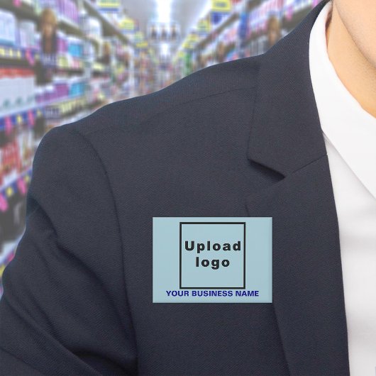 Bedrijfsnaam en Logo op Lichtblauwe Rechthoek Button