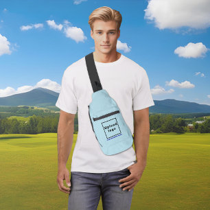 Bedrijfsnaam en Logo op Lichtblauwe Sling Bag