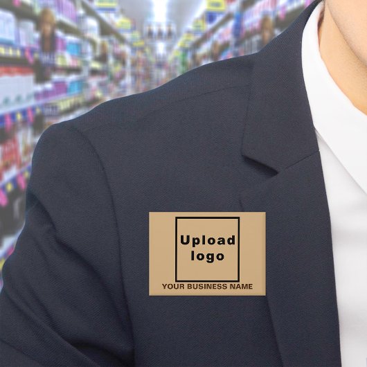 Bedrijfsnaam en Logo op Lichtbruine Rechthoek Button