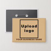 Bedrijfsnaam en Logo op Lichtbruine Rechthoek Button (Voorkant / Achterkant)