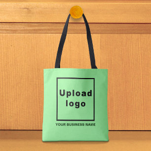 Bedrijfsnaam en logo op lichtgroene boodschappenta tote bag
