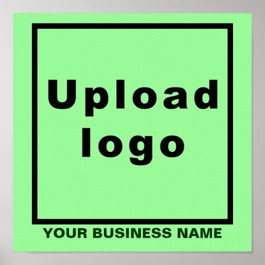 Bedrijfsnaam en Logo op Light Green Square Poster (Voorkant)