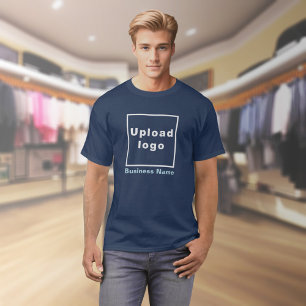 Bedrijfsnaam en Logo op Navy Blue T-Shirt