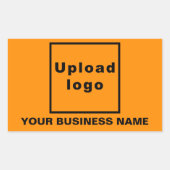 Bedrijfsnaam en Logo op Oranje kleur Rechthoekige Sticker (Voorkant)