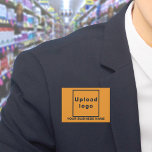 Bedrijfsnaam en Logo op Oranje Rechthoek Button<br><div class="desc">Oranje rechthoekige knop die u kunt aanpassen door uw bedrijfsnaam te typen en uw zakelijke logo te uploaden. Pas het aan en gebruik het als een uniform accessoire om uw bedrijf te adverteren of om uw merknaam te promoten bij klanten of klanten. accessoires die u kunt gebruiken als marketingmateriaal om...</div>
