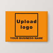 Bedrijfsnaam en Logo op Oranje Rechthoek Button (Voorkant)