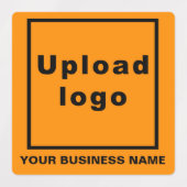 Bedrijfsnaam en Logo op Oranje vierkant kleefmidde Labels (Design 1)