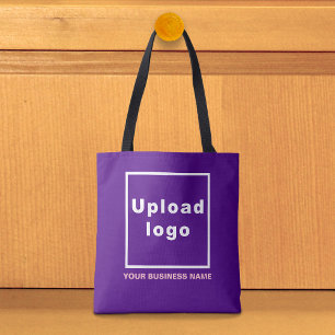Bedrijfsnaam en logo op paarse boodschappentas tote bag